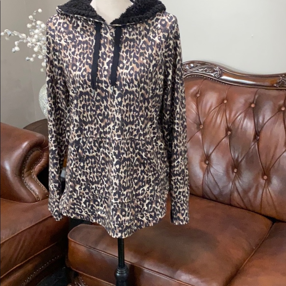 Ideology Women's Leopard Round-Hem Hoodie, - Picture 8 of 9